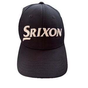 Srixon Logo Cleveland Golf Dunlop Solid Black Strapback Hat Cap